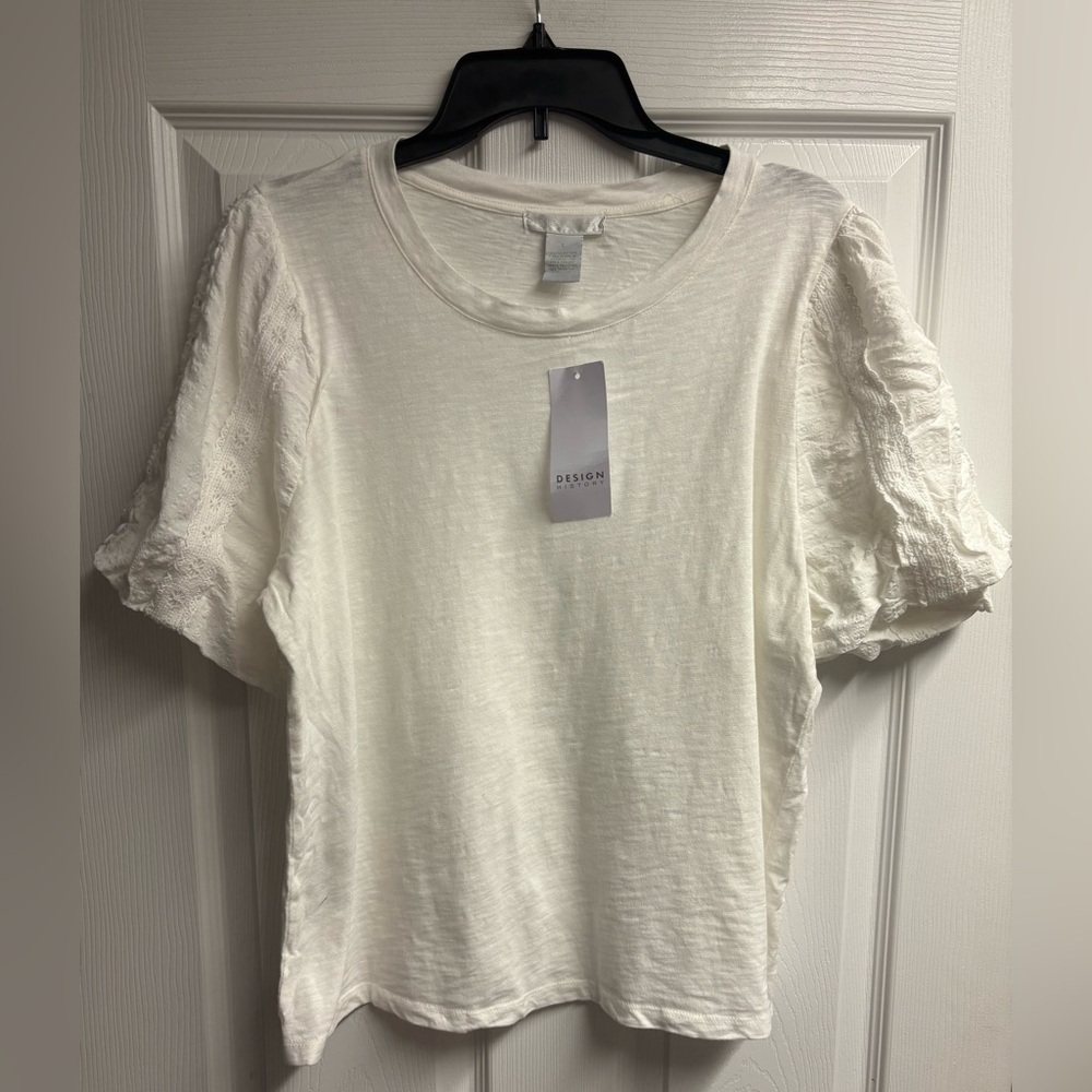 NWT Design History 100% Cotton Ivory Blouse Size Large